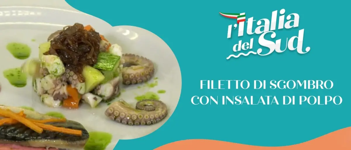 Filetto di Sgombro con insalata di polpo con verdure