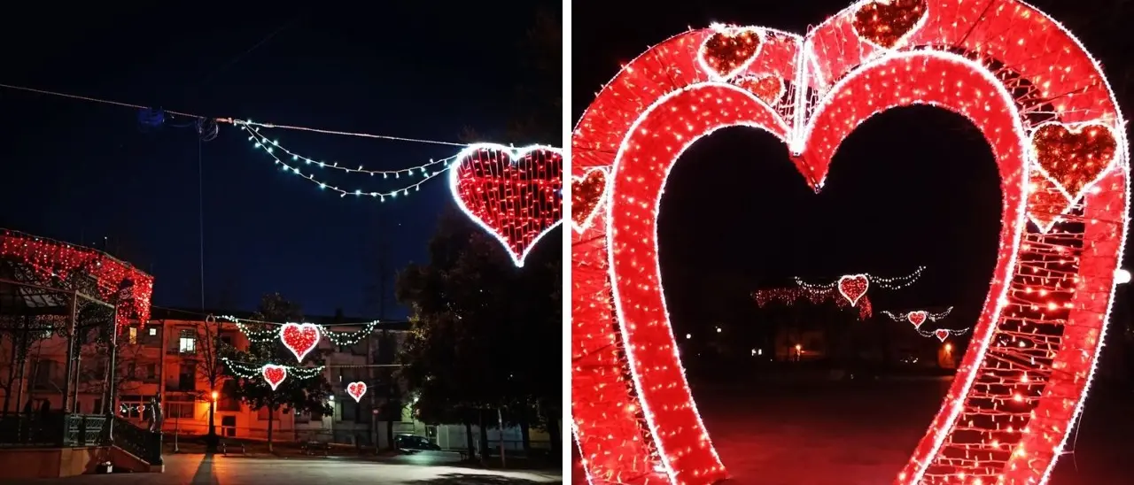 Ad Acri nasce la Zona romantica per San Valentino: qui tra luci e cuori è obbligatorio baciarsi