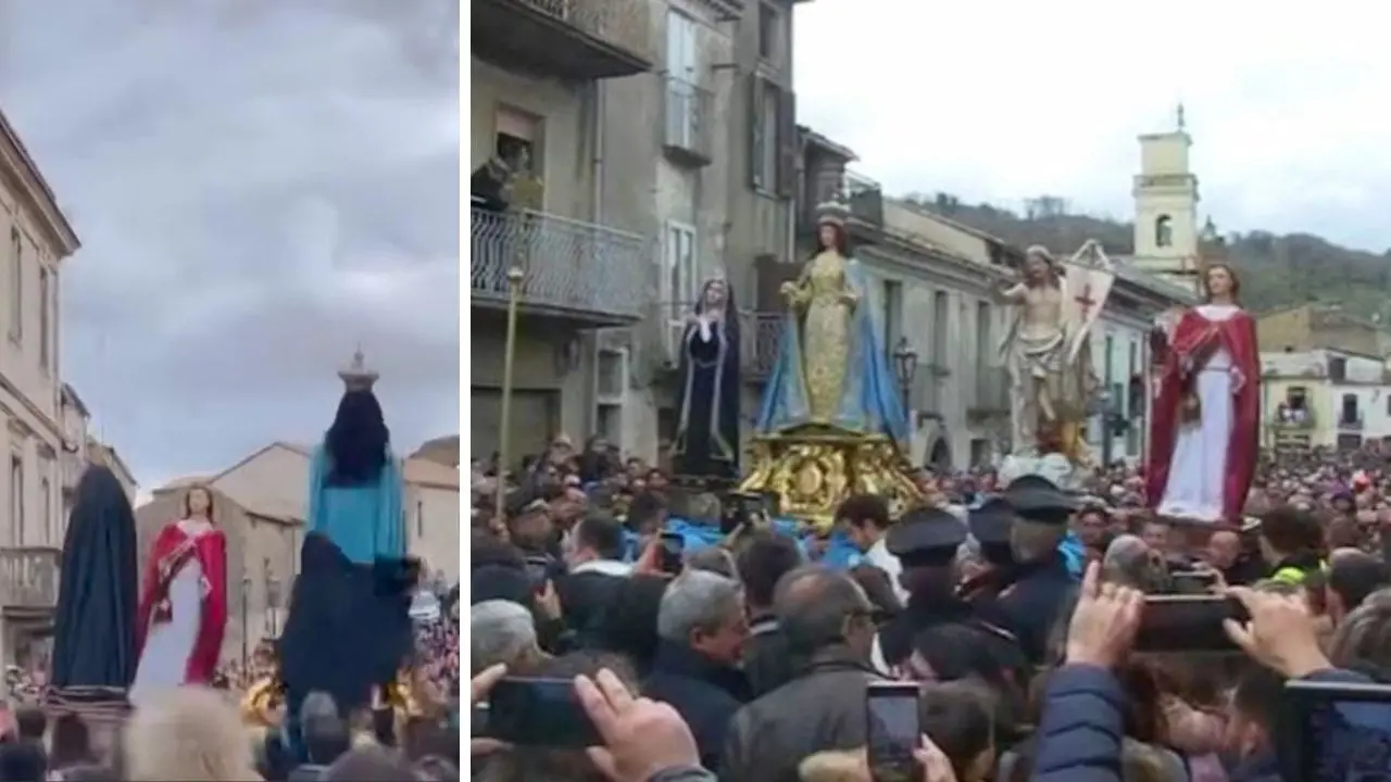 Il fascino senza tempo della Cunfrunta di Girifalco, qui le statue portate a spalla sono quattro