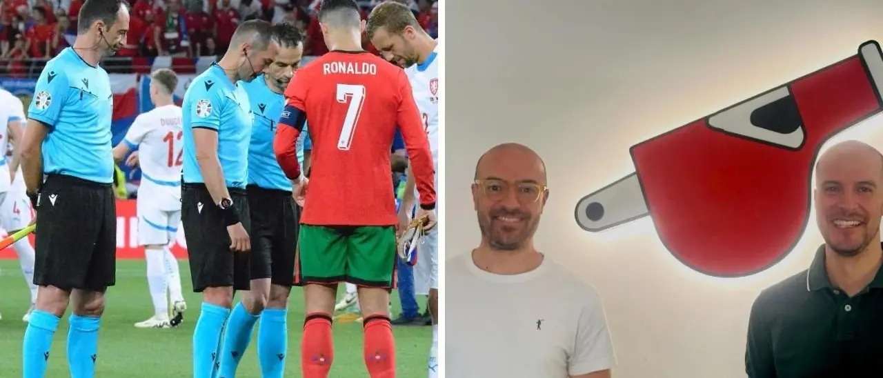 L’arbitro Guida dirige Portogallo-Repubblica Ceca con scarpette, taccuino e fischietto prodotti in Calabria