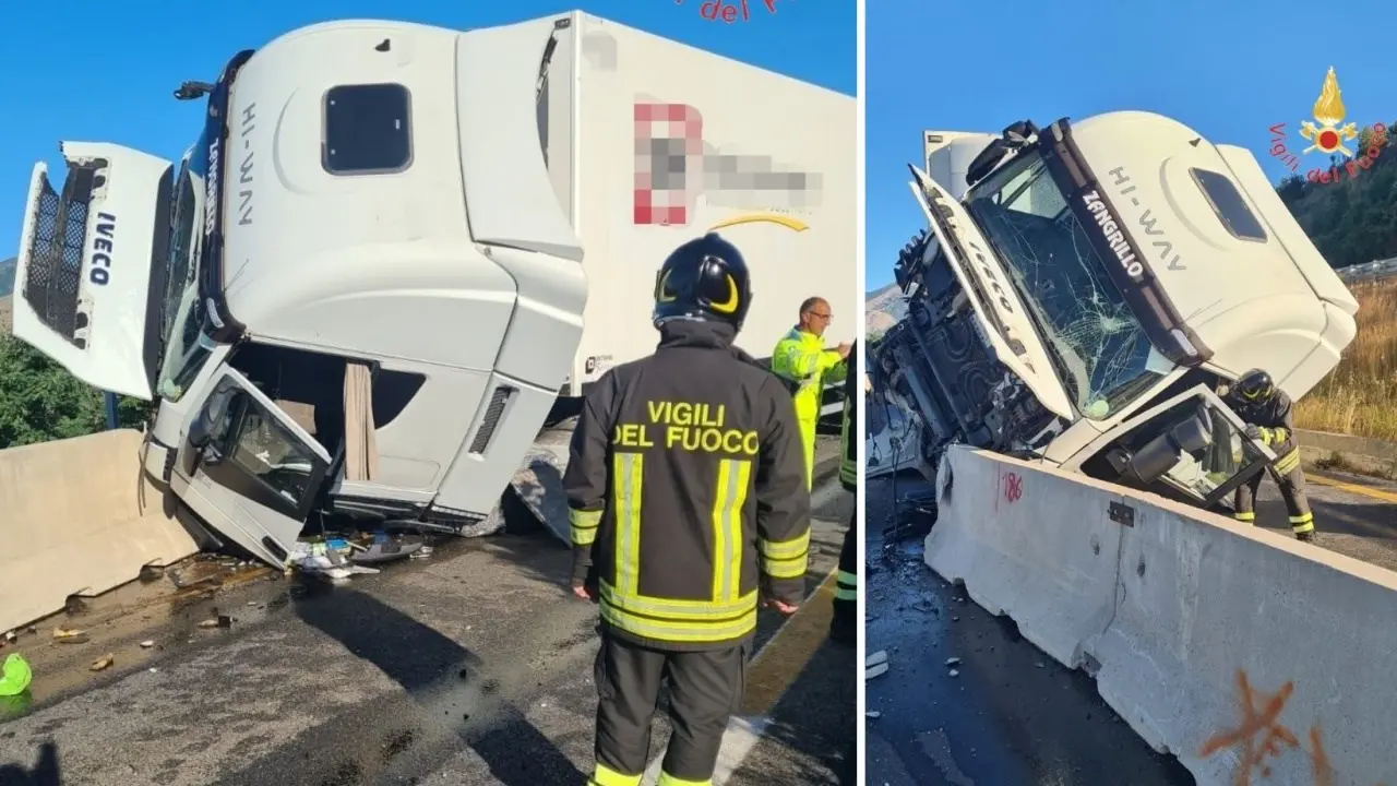 Castrovillari, Tir sbanda in autostrada: autista estratto dall’abitacolo e portato in ospedale