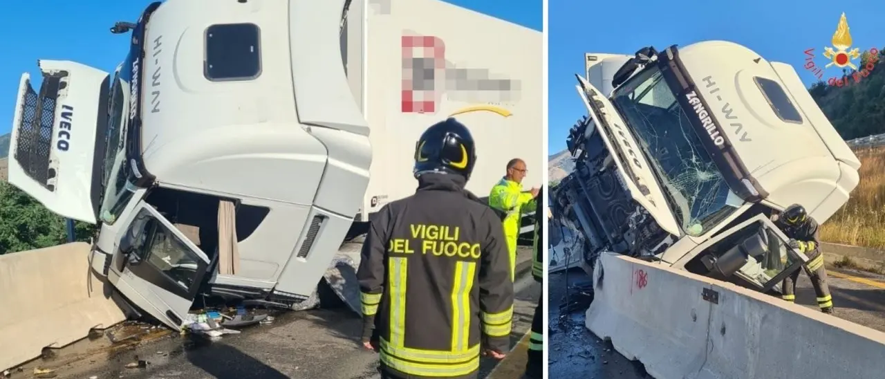 Castrovillari, Tir sbanda in autostrada: autista estratto dall’abitacolo e portato in ospedale