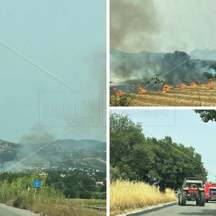 Bisignano nella morsa degli incendi, vigili del fuoco al lavoro su tre fronti