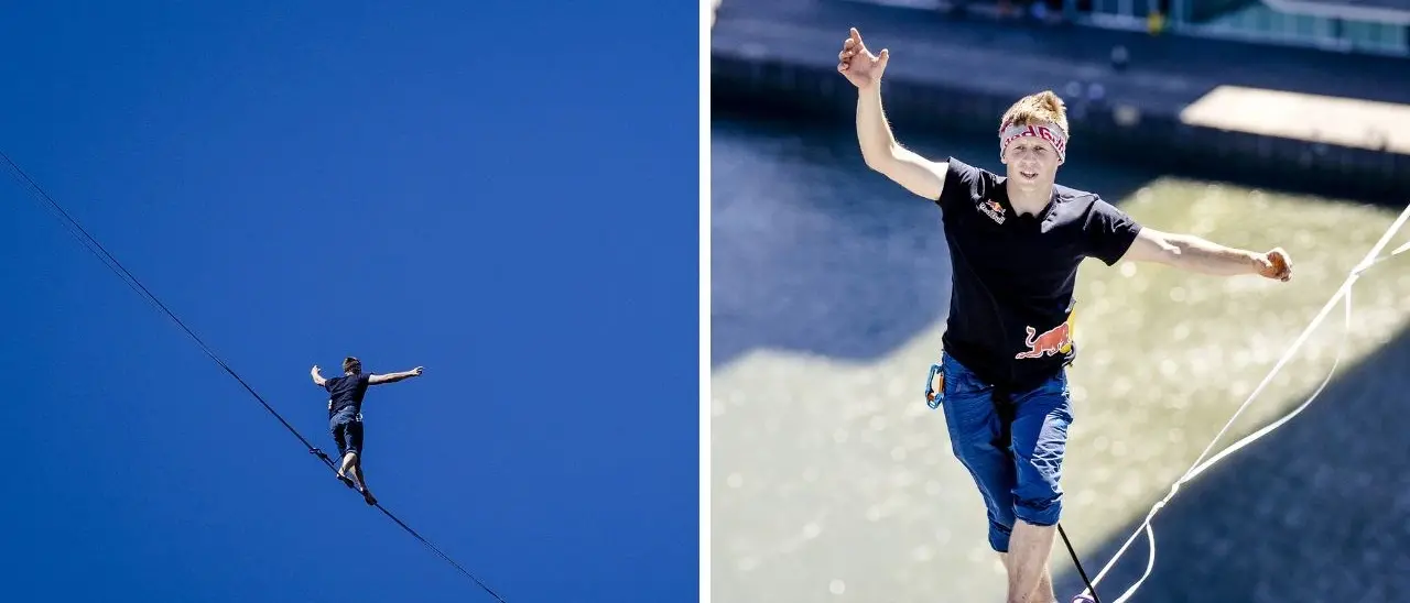 Sospeso su una fune di 19 millimetri, l’atleta Jaan Roose pronto alla traversata sullo Stretto: partirà dalla Calabria