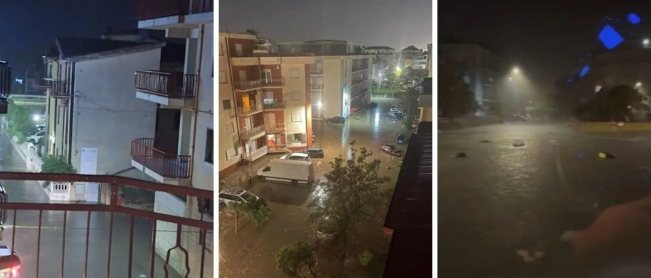 Nubifragio a Corigliano Rossano, strade allagate e danni. Il borgo marinaro di Schiavonea sott’acqua