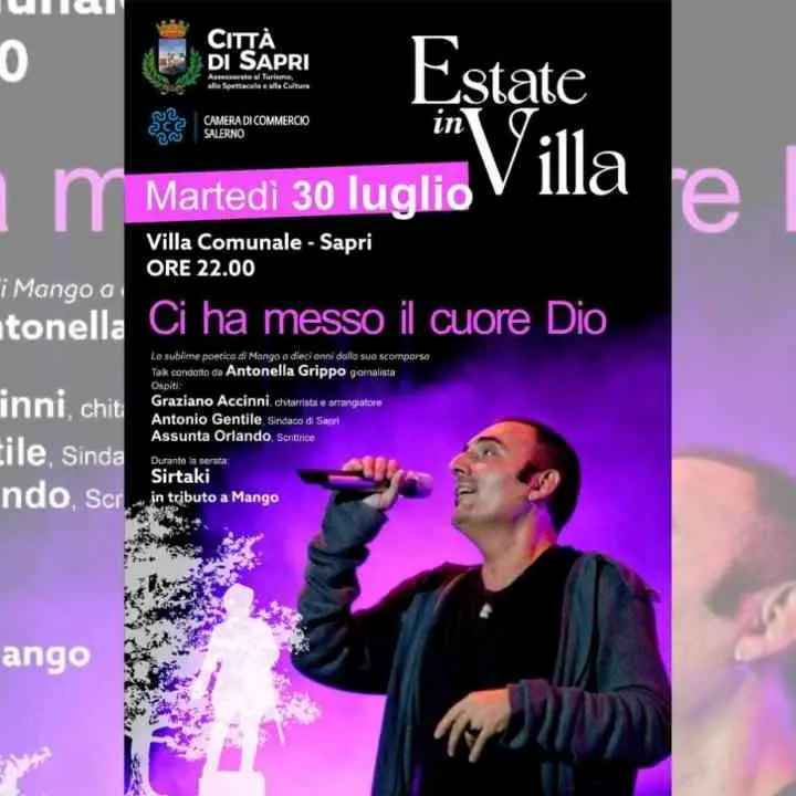 A Sapri un talk per ripercorrere la vicenda umana e musicale di Mango nel decennale della sua scomparsa