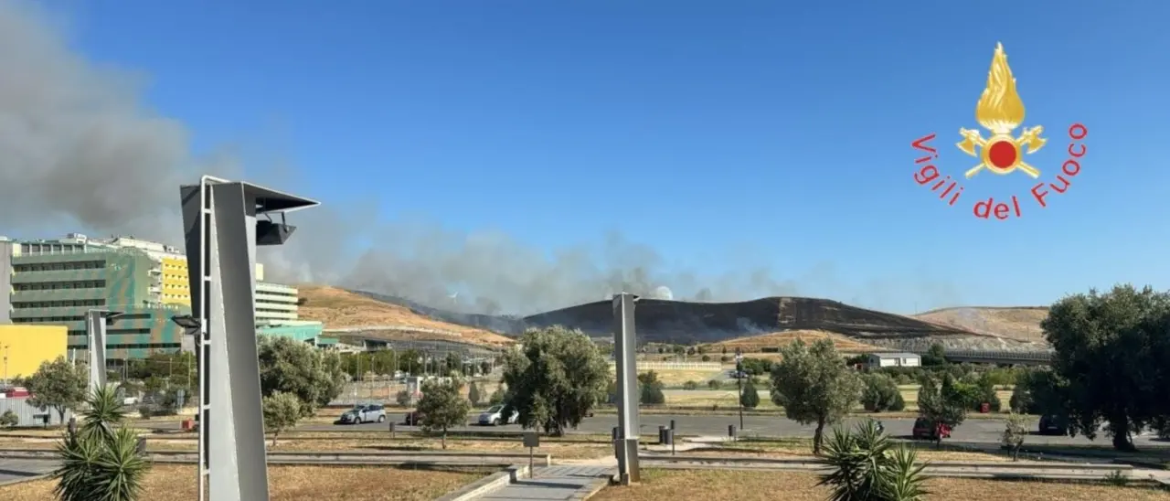 Catanzaro, vasto incendio nelle vicinanze del policlinico e dei parcheggi della Cittadella regionale: disagi per il fumo