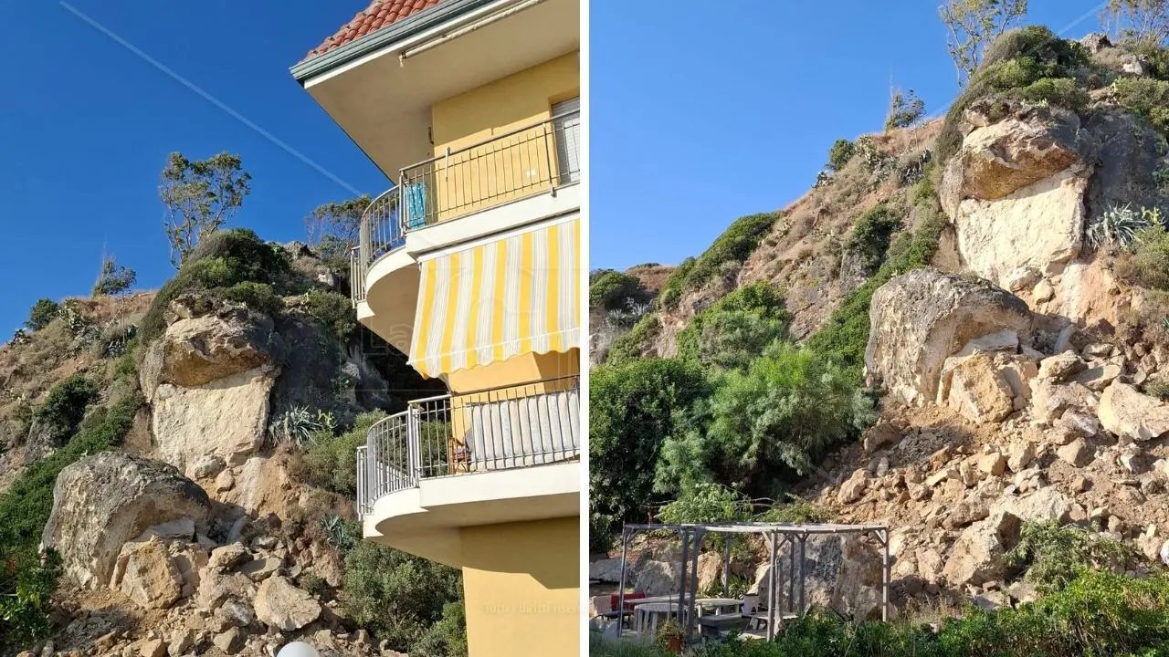 Falerna, crolla un costone di roccia in località Torre Lupo: sgomberate alcune famiglie