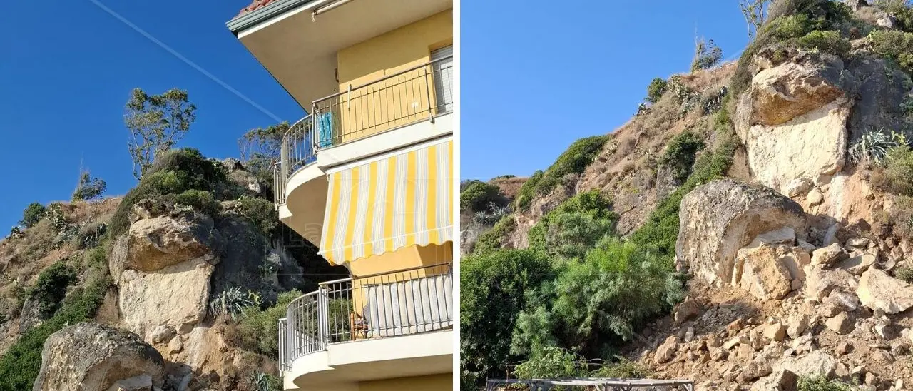 Falerna, crolla un costone di roccia in località Torre Lupo: sgomberate alcune famiglie