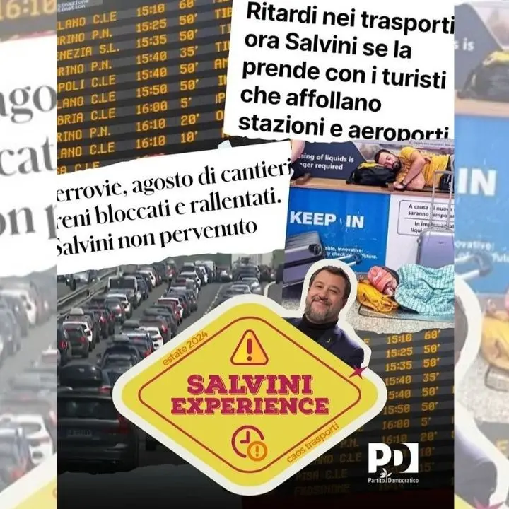 Incubo ritardi per treni, aerei e taxi: il Pd lancia l’hashtag #SalviniExperience contro il ministro: «Gestione disastrosa»
