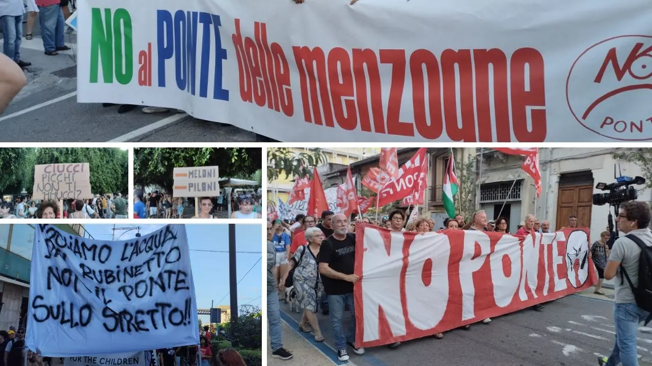 No al Ponte sullo Stretto, 5mila in corteo a Messina per la protesta: «Vogliamo l’acqua, non quest’opera inutile»