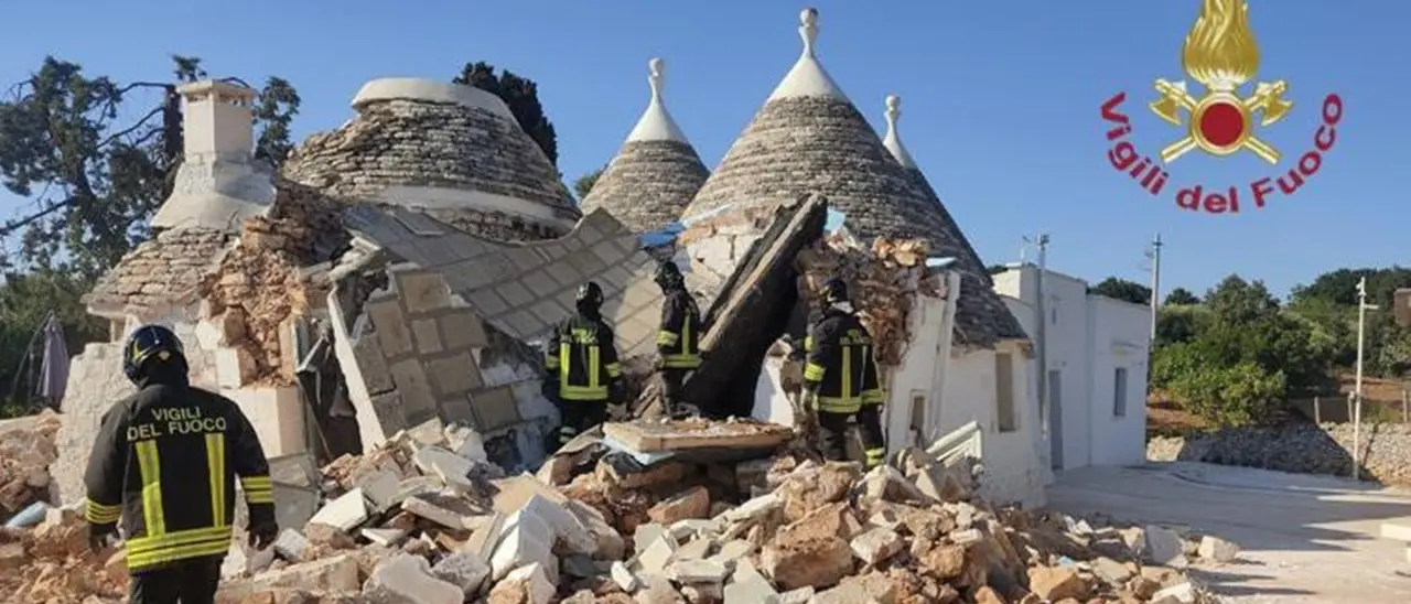 Esplosione in un trullo in Puglia: uomo morto sotto le macerie, ferita gravemente una donna