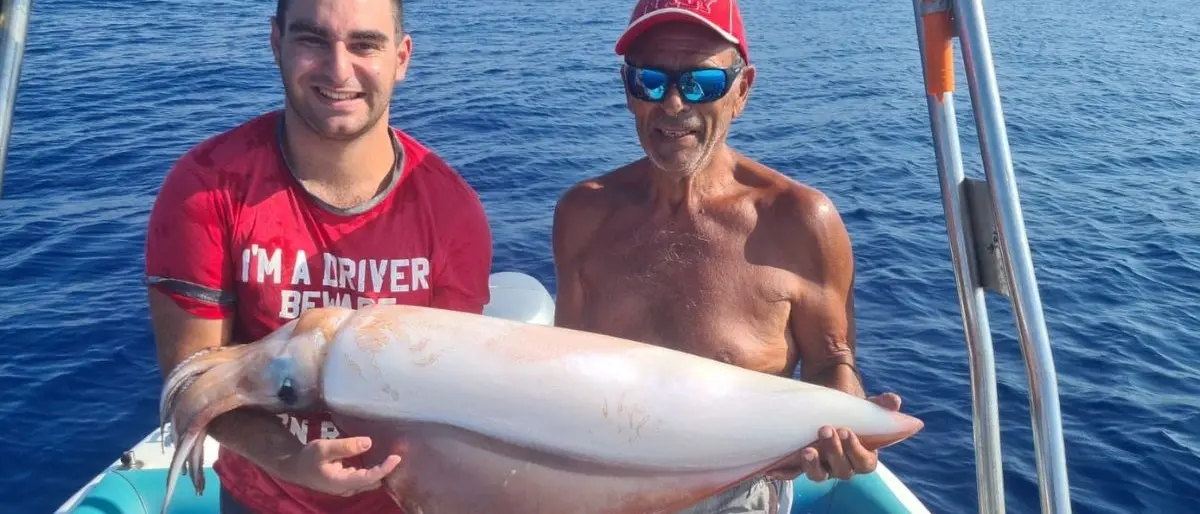 Un calamaro gigante pescato nelle acque di Saline Joniche: pesa quindici chili