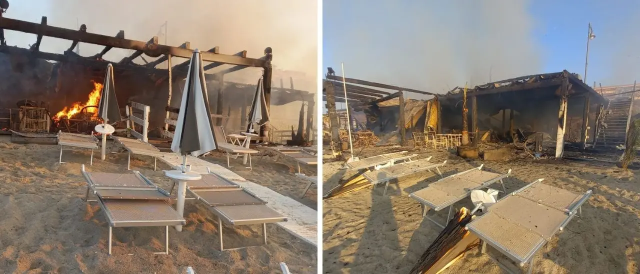 Incendio a Roccella, le fiamme distruggono un lido sul lungomare: si indaga sulle cause del rogo
