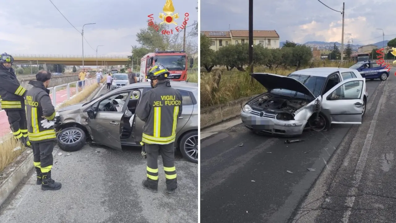 Scontro tra auto a Catanzaro, due persone ferite trasportate in ospedale