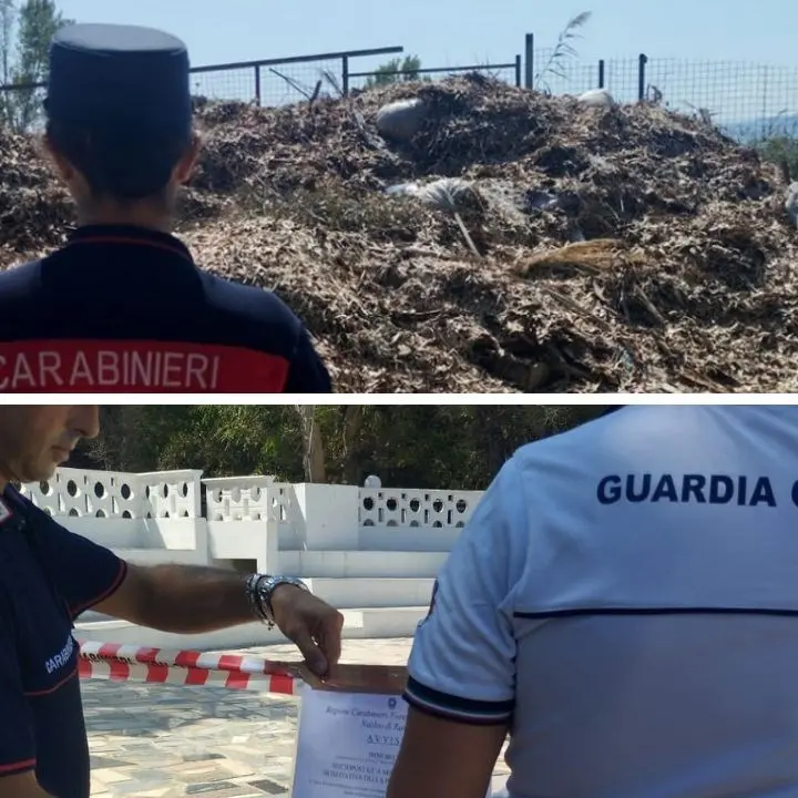 Rifiuti abbandonati e un anfiteatro abusivo in un campeggio a Corigliano-Rossano: scatta la denuncia