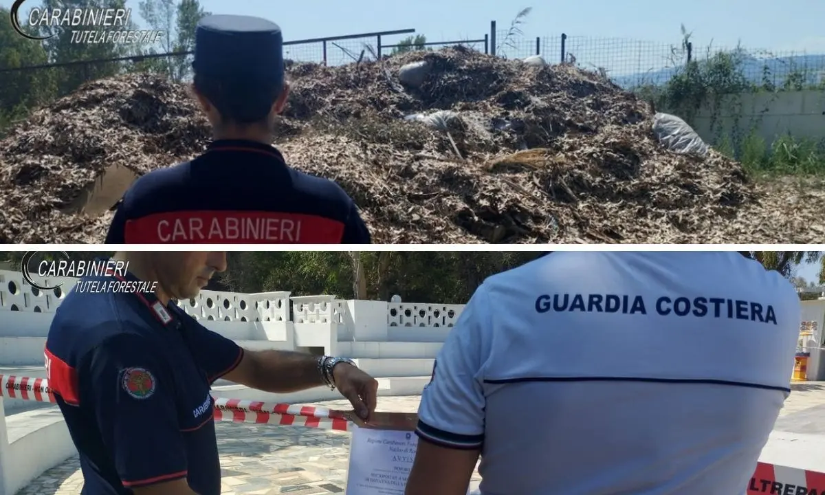 Rifiuti abbandonati e un anfiteatro abusivo in un campeggio a Corigliano-Rossano: scatta la denuncia