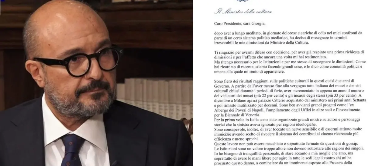 Gennaro Sangiuliano, ecco la lettera di dimissioni indirizzata al premier Meloni