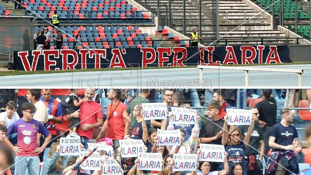 Morte Ilaria Mirabelli, lo striscione “Verità” durante la partita Cosenza-Sampdoria