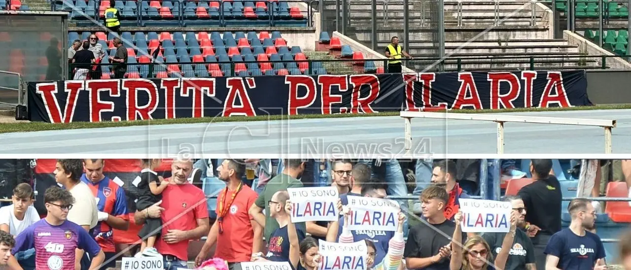 Morte Ilaria Mirabelli, lo striscione “Verità” durante la partita Cosenza-Sampdoria