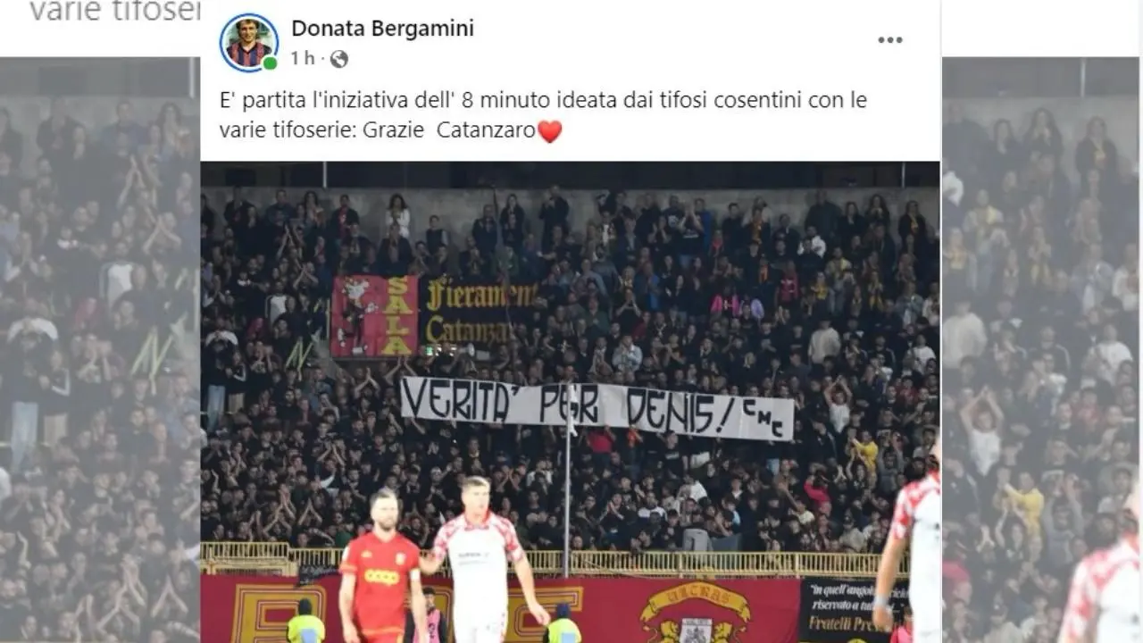 Bergamini unisce i tifosi di Catanzaro e Cosenza: anche i supporter giallorossi chiedono “verità per Denis”