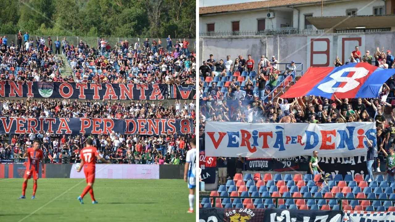 Serie B, al minuto 8 di Cosenza-Sassuolo il Marulla chiede “verità per Denis Bergamini”