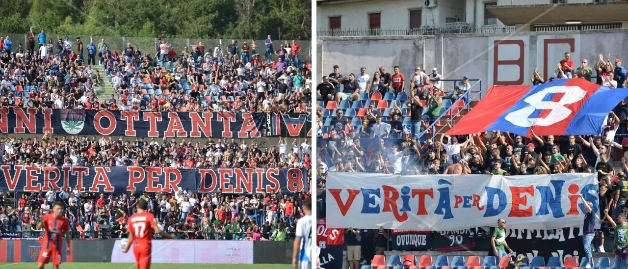 Serie B, al minuto 8 di Cosenza-Sassuolo il Marulla chiede “verità per Denis Bergamini”