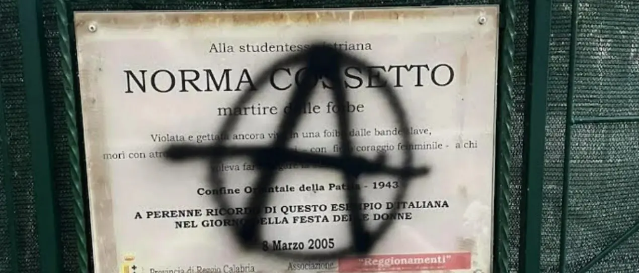 Reggio Calabria: imbrattata una targa in memoria della vittima delle foibe Norma Cossetto