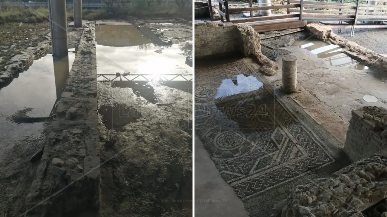 Il maltempo non risparmia la Villa Romana di Casignana: i mosaici invasi da acqua e fango