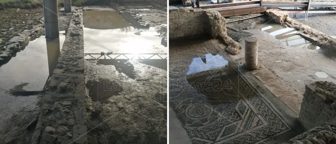 Il maltempo non risparmia la Villa Romana di Casignana: i mosaici invasi da acqua e fango