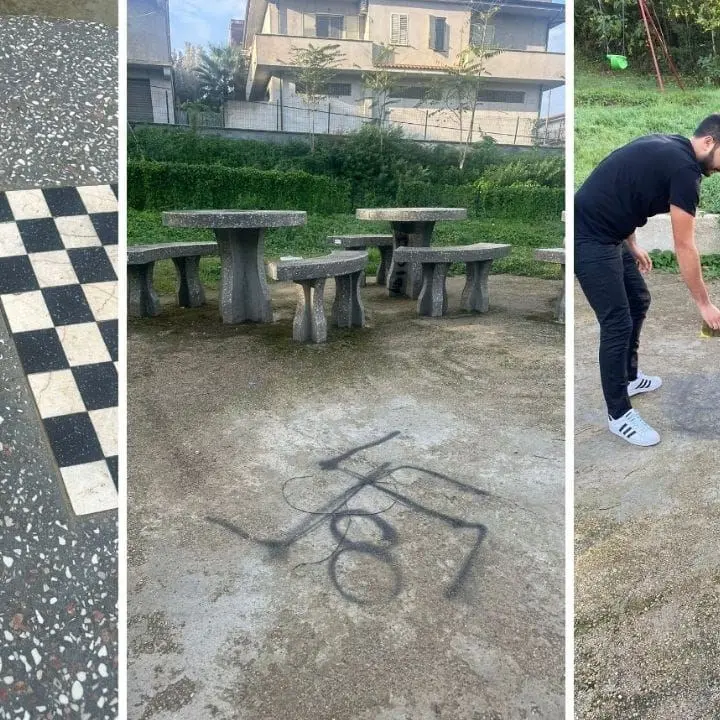 Svastiche e vandalismi al parco Rodari di Cinquefrondi, la condanna dell’amministrazione comunale: «Qui il nazifascismo non passa»