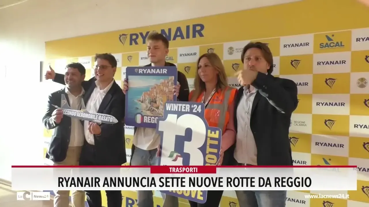 Ryanair annuncia sette nuove rotte da Reggio