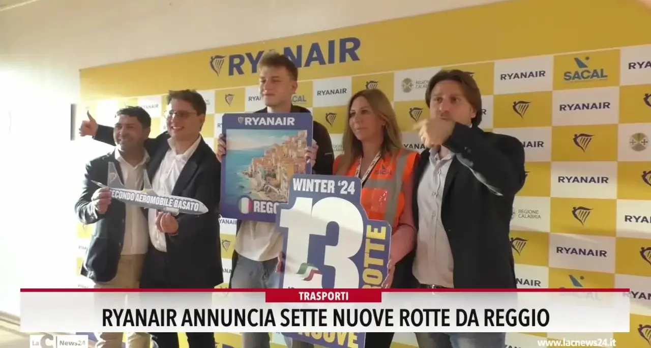 Ryanair annuncia sette nuove rotte da Reggio