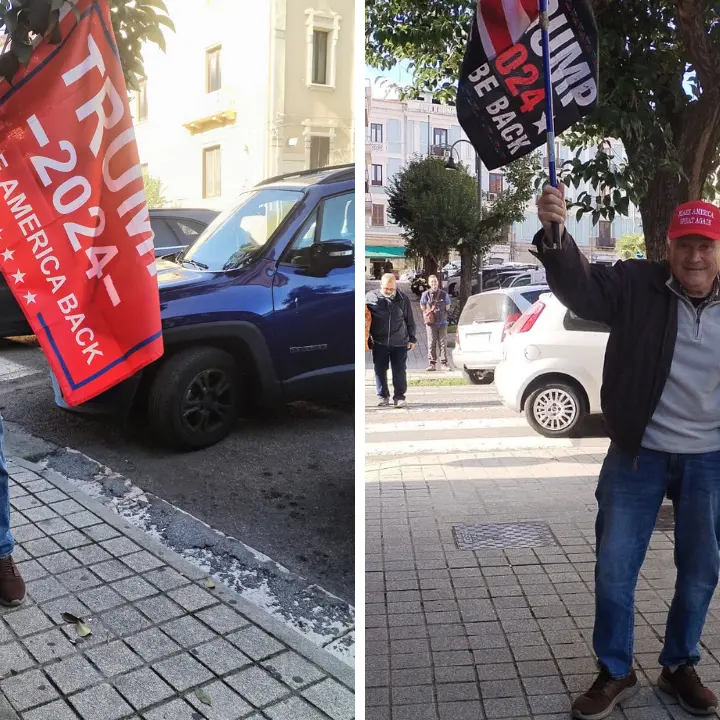 A Cosenza spuntano le bandiere di Trump: «In Italia lo farebbero fuori ma è l’uomo giusto»\n