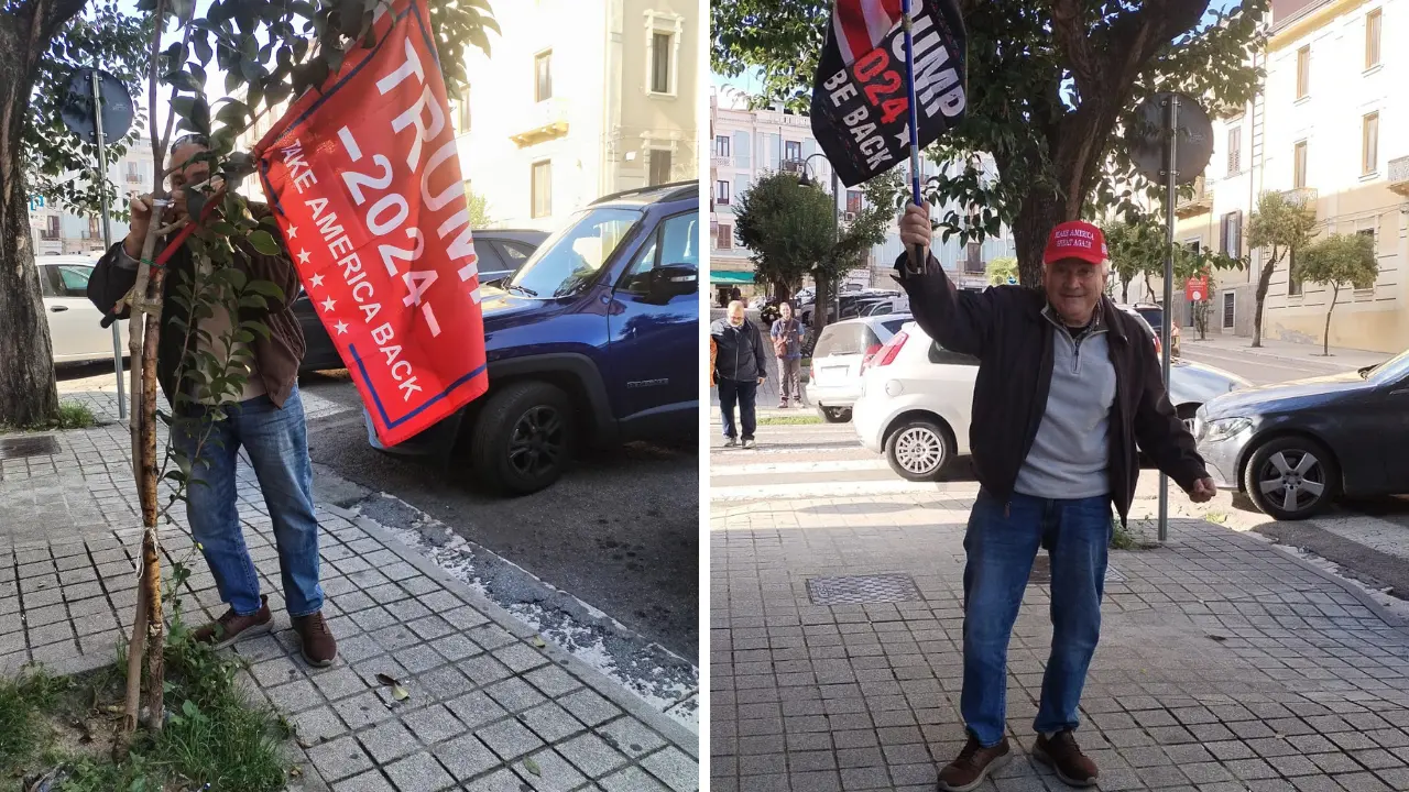 A Cosenza spuntano le bandiere di Trump: «In Italia lo farebbero fuori ma è l’uomo giusto»\n