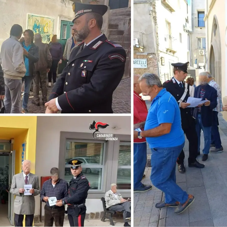 I carabinieri del Tirreno cosentino in campo contro le truffe agli anziani: diverse le iniziative sul territorio\n