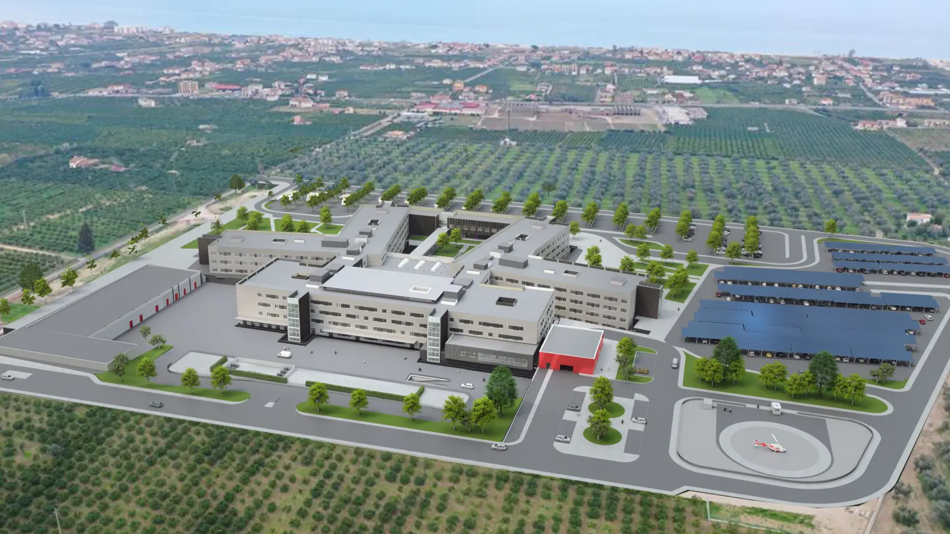 Un rendering dell\\'ospedale della Sibaritide