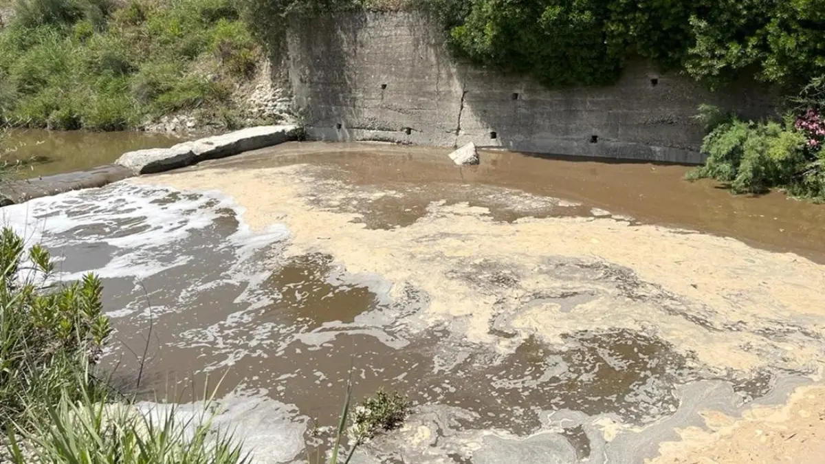 <p>Il percolato finito nel torrente Patia/Cacciadebiti a Scala Coeli</p>\\n