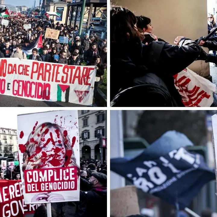 Studenti pro Palestina in piazza, a Torino tensioni con le forze dell’ordine: «Governo e Schlein complici del genocidio»