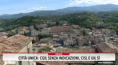 Citta Unica: Cgil senza indicazioni, Cisl e Uil per il sì