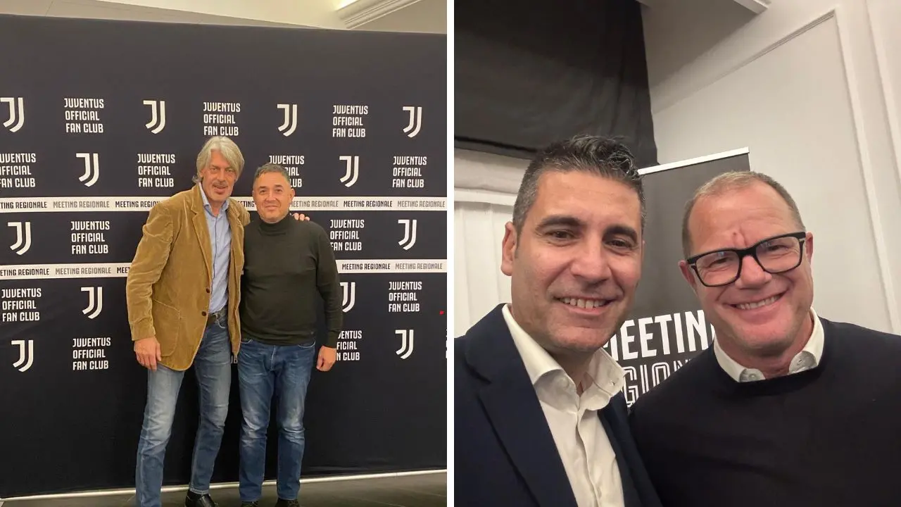 Il vicepresidente Rocco Totino con Moreno Torricelli e il socio Massimo Jorfida con Gianluca Pessotto