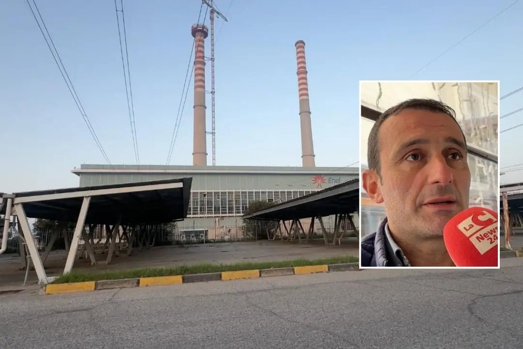 La centrale Enel di Rossano e, nel riquadro, il sindacalista della Cgil, Ferrone