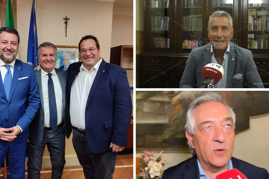 <p>A sinistra, Filippo Mancuso tra Salvini e Durigon. A destra, dall&#39;alto: Biasi e Molinaro</p>\\n