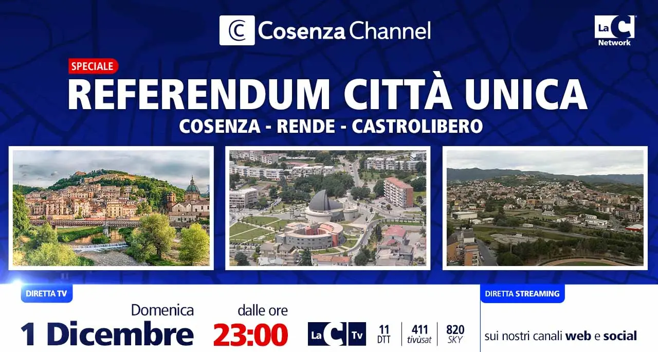 Referendum Città unica Cosenza, domenica speciale su LaC Tv