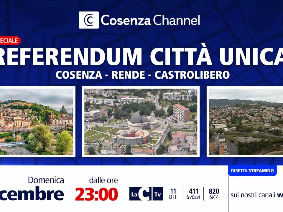 Fusione Cosenza, Rende e Castrolibero: seggi aperti per il referendum. Speciale in diretta su LaC Tv