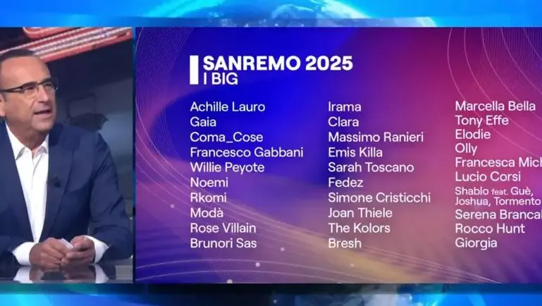 Sanremo 2025, veterani e semi sconosciuti tra i 30 big di Carlo Conti. La carica degli esclusi: «No comment»