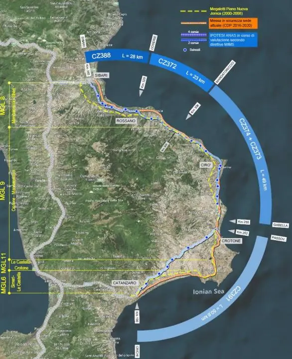 Il progetto della tratta Rossano-Crotone