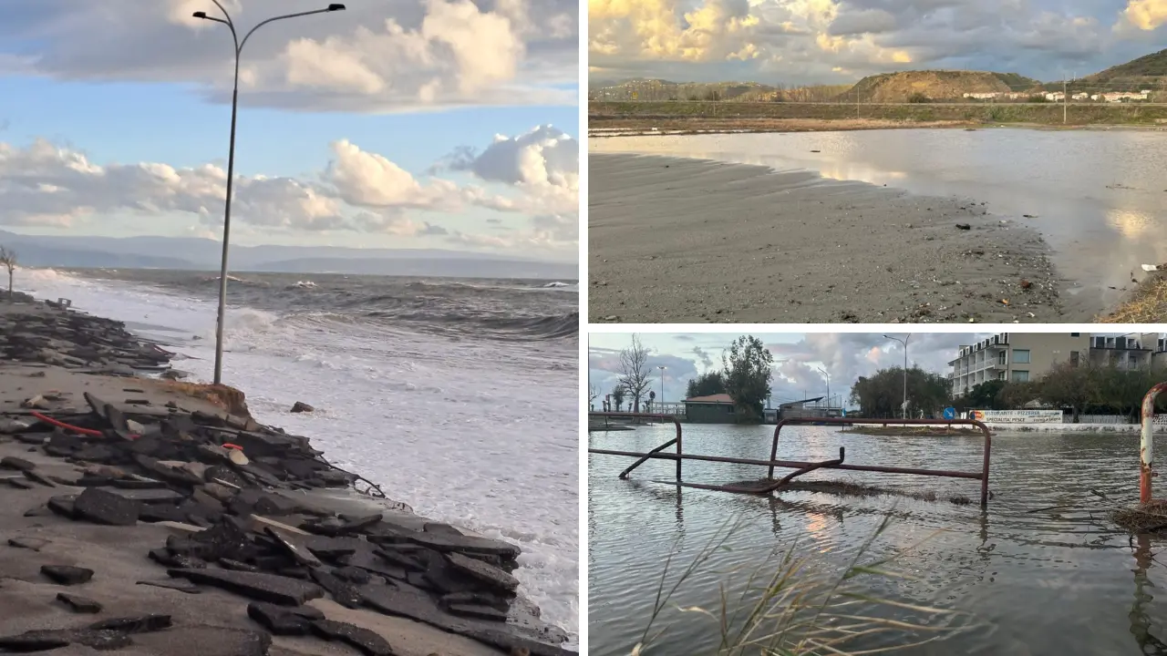 Il mare entra a Nocera Terinese