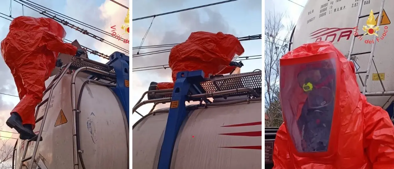 Fuscaldo, treno merci fermo sui binari per il rischio di una perdita di sostanze chimiche: era un falso allarme\n