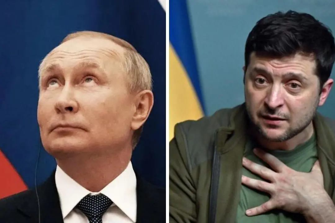 <p>Da sinistra Putin e Zelensky</p>\\n